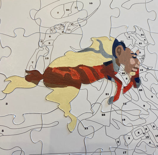 Cowboy Shaped Paint By Number Outline Jigsaw
