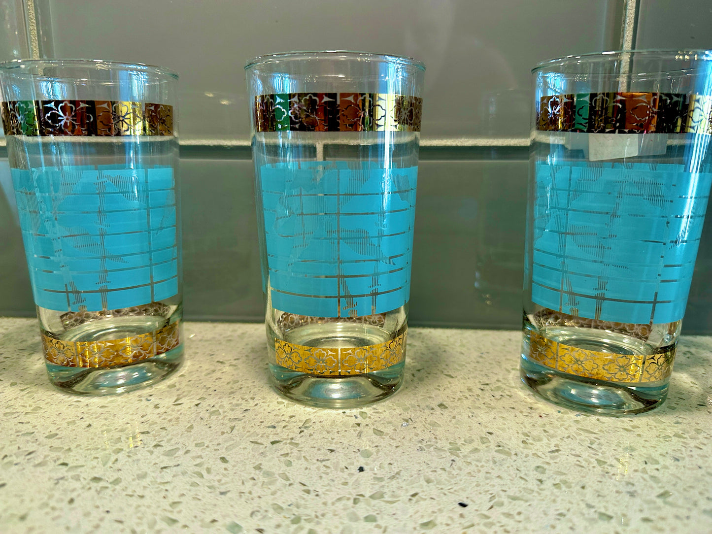 Turquoise Tiki Glass Set