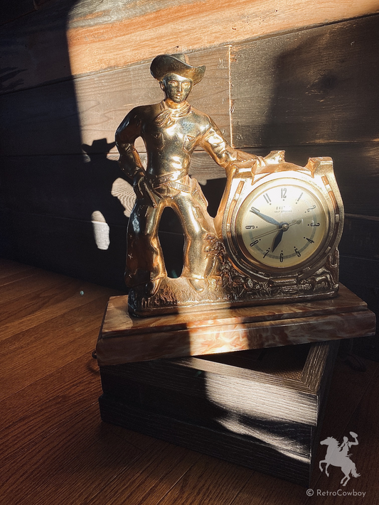 Brass Cowboy Clock Print