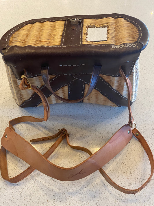 Vintage Wicker Creel with Leather Strap