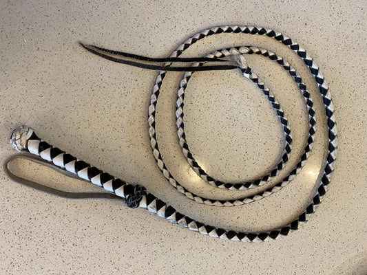 Black and White Diamond Leather Whip