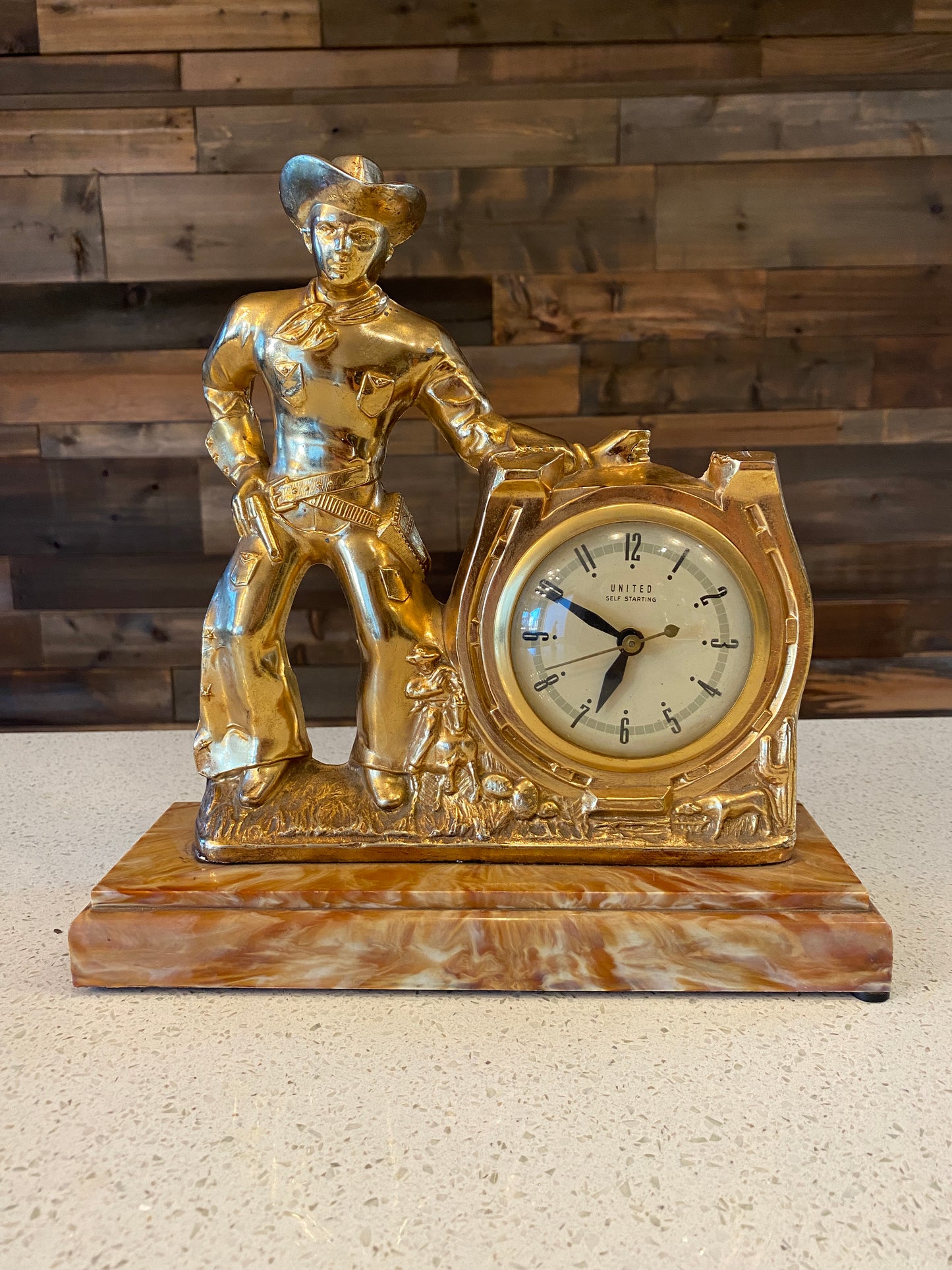 Brass Cowboy Clock